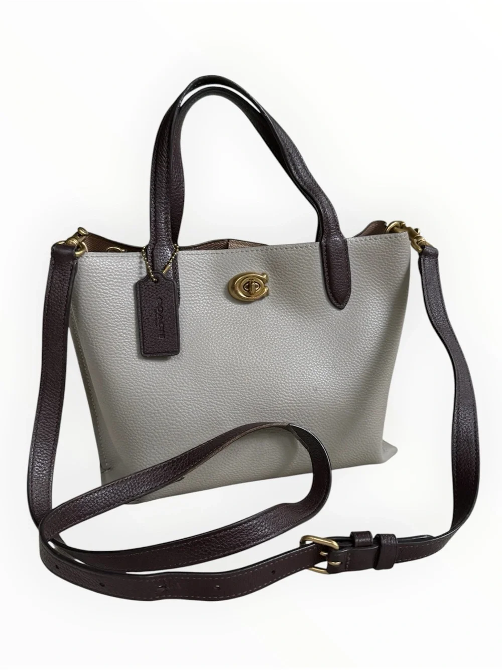 COACH Willow toys grey leather gold hardware